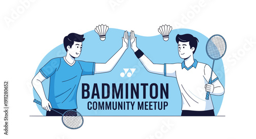 Friendly Badminton Players High Fiving Celebrating Sportsmanship and Community Spirit