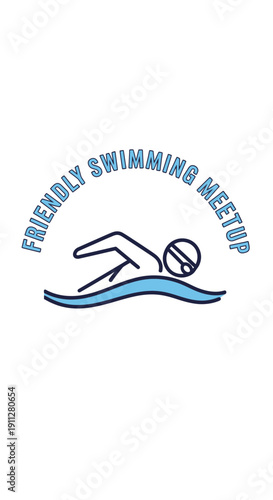 Friendly Swimming Meetup Group Logo Design Aquatic Activity Icon