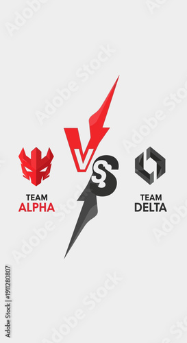 Gaming Team Competition Versus Logos Displayed On White Background