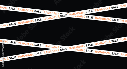 Repetitive sale signs displayed on wooden sticks against a dark background
