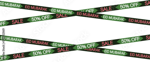 Colorful sale banners with various discount offers prominently displayed