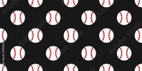 baseball vector illustration background. seamless baseball pattern with white balls on a bold black background. perfect for textiles, wallpaper, merchandise, and sporty graphics.