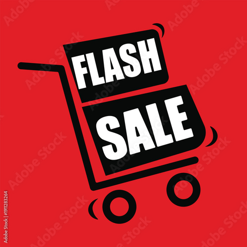 Exciting flash sale promotion with a shopping cart graphic for discounts and deals