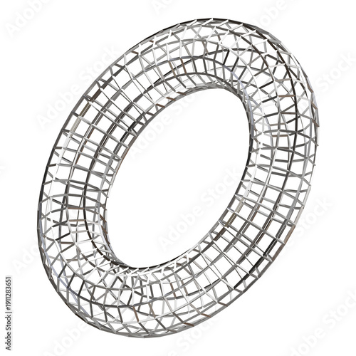 Futuristic Wireframe Torus Abstract 3D Render
