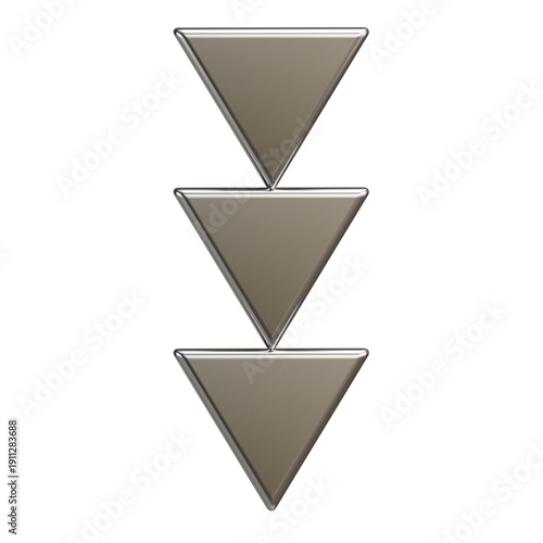 Three Step Downward Process Diagram Metallic 3D Arrows