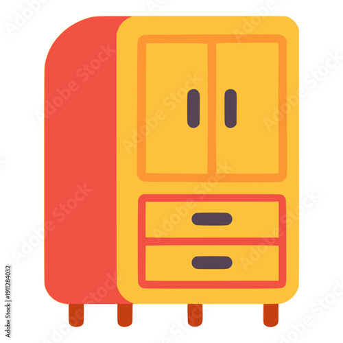 cupboard storage cabinet furniture decoration flat color vector illustration template design