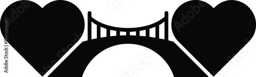 heart silhouette, love connection, romantic symbol, bridge connection, relationship concept, unity symbol, partnership illustration, love bridge icon, romantic t