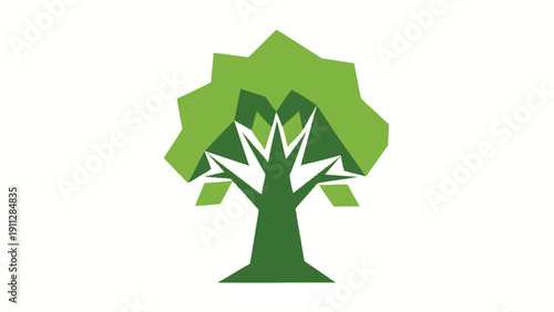 Green Tree Logo Design Element Illustration.