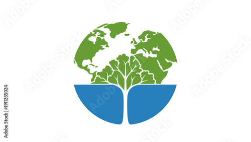 Open book with earth and tree.