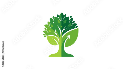 Green Tree Logo Illustration Design Element.