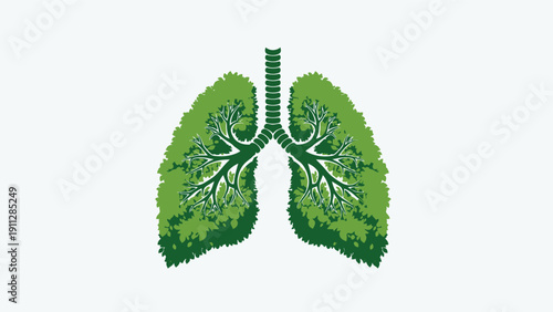 Green Lungs Illustration with Tree Branches.