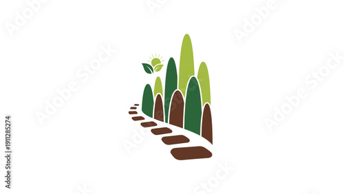 Butterfly Flying Over Path Through Trees.