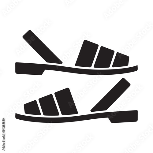 Black and white illustration of a pair of simple sandals