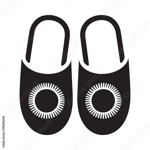 Black and white illustration of traditional japanese wooden sandals