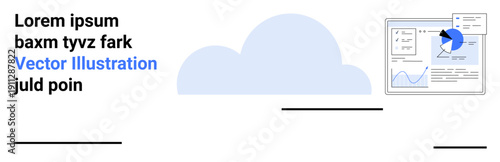 Cloud technology, data analytics, digital transformation, information management, online services, remote access. Cloud shape and analytics dashboard. Cloud technology and data analytics concept