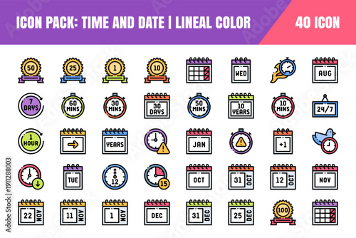 Minimal time, date, and location icons for navigation and planning. Includes clock, calendar, alarm, and map pin symbols in a clean outline vector style.