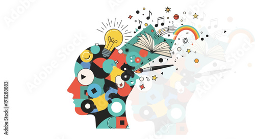 Creative Human Head with Ideas and Innovation.