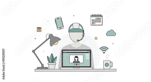 Remote Work Setup with Modern Technology.