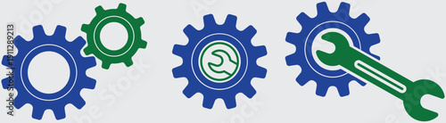 gear and wrench, symbolizing tools, repair, engineering, and mechanical services, suitable for business, construction, and technical design