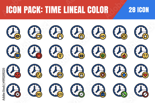 Minimal time, date, and location icons for navigation and planning. Includes clock, calendar, alarm, and map pin symbols in a clean outline vector style.