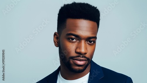 Wallpaper Mural Close-Up Portrait of a Confident Young Black Man in a Blue Suit Jacket Torontodigital.ca