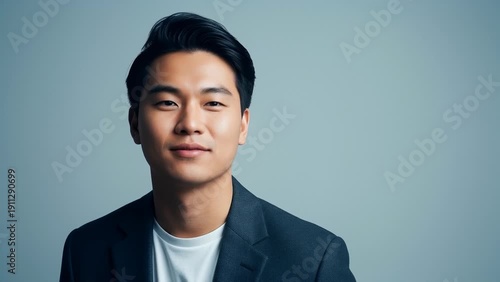 Wallpaper Mural Young Asian Man in a Suit Smiling and Looking Off Camera With a Confident Expression Torontodigital.ca