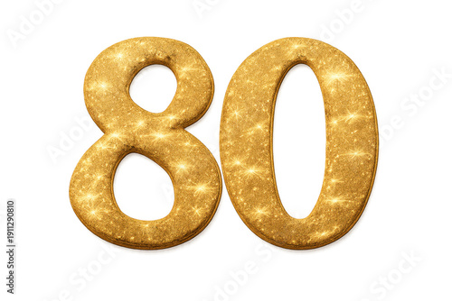 Golden glitter number eighty celebrating anniversary event