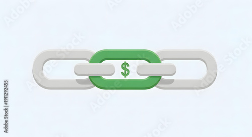 White Chain with Green Link and Dollar Sign.