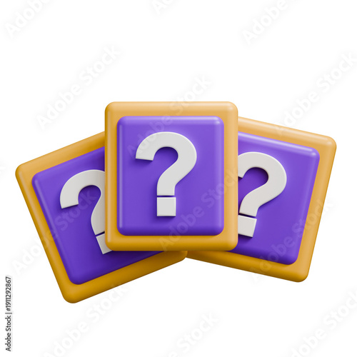 Multiple 3D Question Mark Blocks Icon Mystery and Query