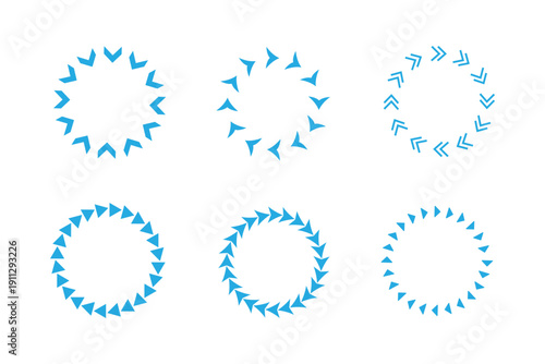 Circle arrows rotating collection on white background. Refresh, reload, recycle, loop rotation sign collection. Black circle arrows for infographics, web design. Vector illustration, design 