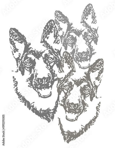 German Shepherd Dog Portrait Collage Design for White - Laser Cut Vector Template