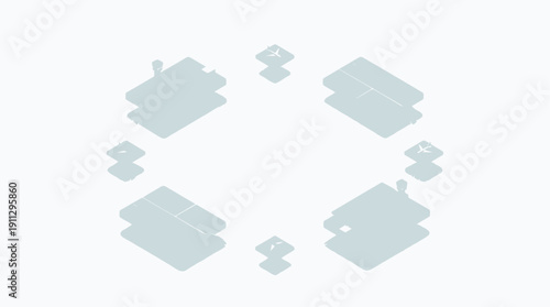 Minimalist Isometric Airport Management SaaS Platform Network with Blue Terminals and Airplanes for Aviation Logistics Software, Digital Transformation, and Corporate Tech Presentation