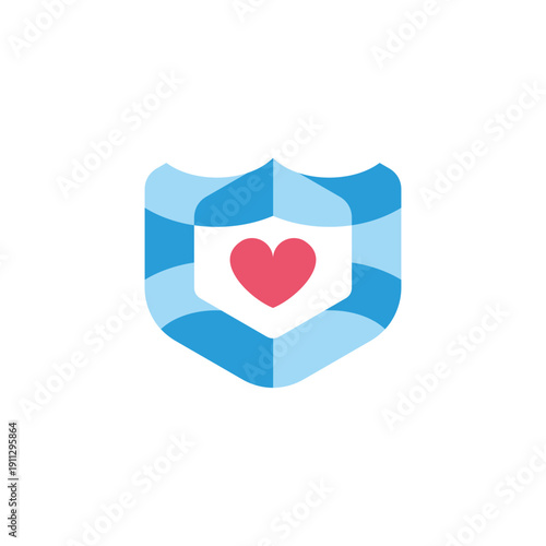 healthy heart shield colorful healthy protector symbol vector