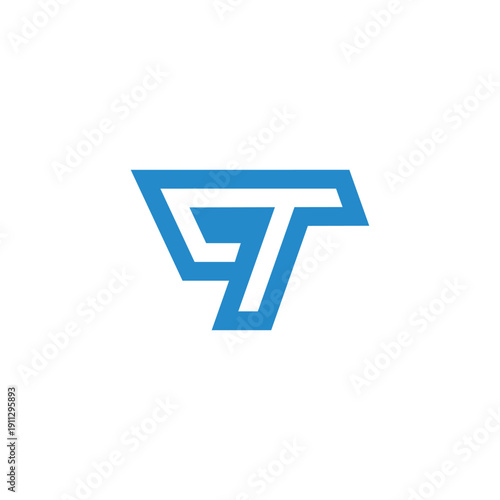 letter ct simple outline geometric logo vector