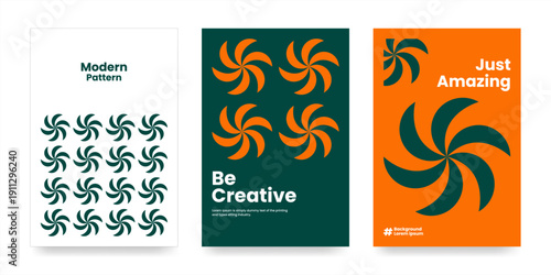 Abstract poster design background with repeating swirl geometric pattern with clean typography. Design Illustration