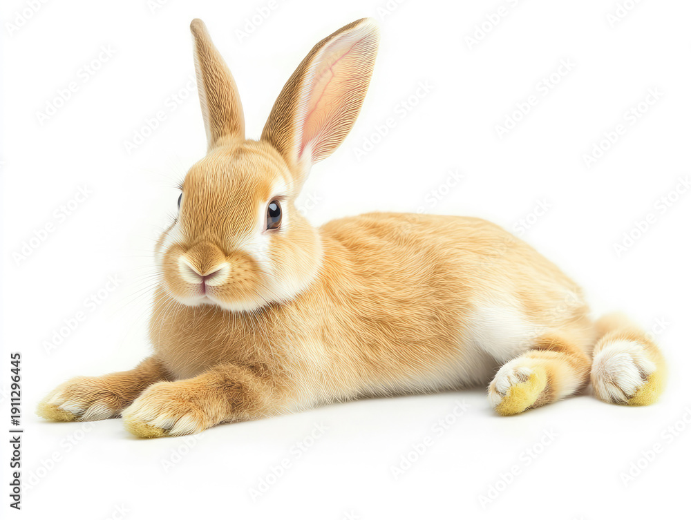 Fototapeta premium Adorable brown rabbit laying down