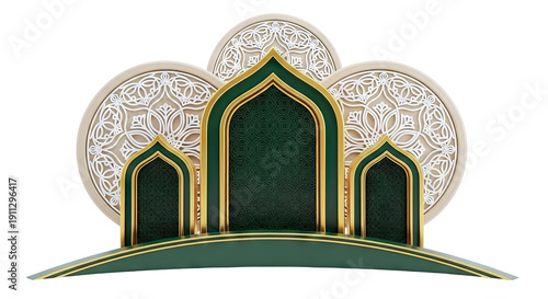 Islamic Archway and Geometric Pattern Display