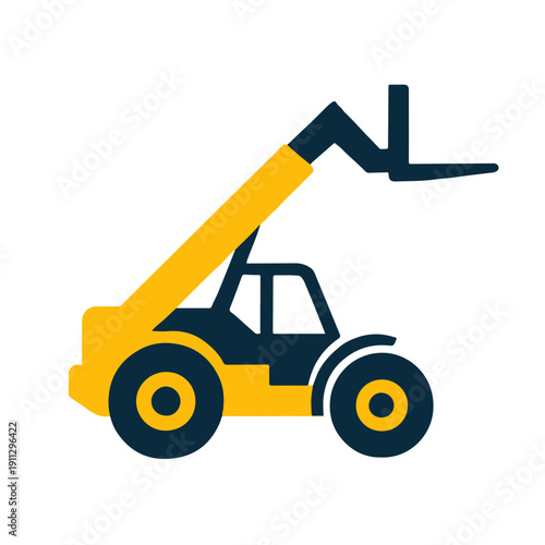 Flat Vector Icon of Telehandler