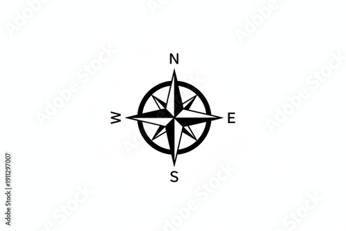 Navigational Symbol: A minimalist depiction of a compass rose, its cardinal directions pointing the way, symbolizes guidance and direction.