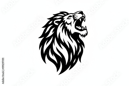 Majestic Lion Silhouette: A powerful and evocative illustration of a roaring lion's head, conveying strength, courage, and leadership. 
