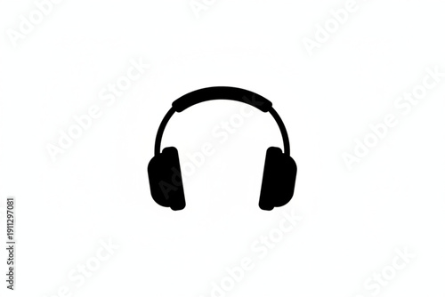 Headphone silhouette on clean background: A minimalist silhouette of a headphone, standing out with its simple lines and essential form against a pure and clean expanse.