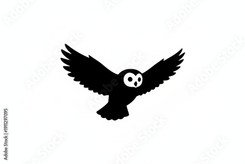 Night Owl Silhouette: An enigmatic black silhouette of a majestic owl gracefully takes flight, exuding an air of mystery and wisdom. 