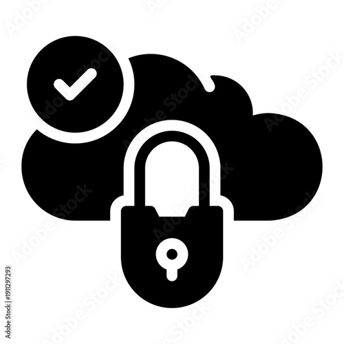 cloud secure glyph icon