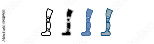 
prosthetic icon set multiple style collection with artificial leg designs