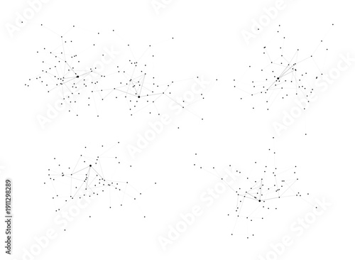 Network connection dots and lines abstract plexus background on transparent grid backdrop