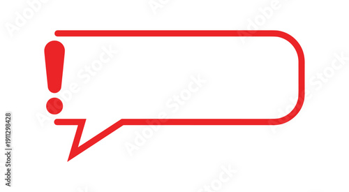 Red exclamation mark speech bubble icon for alerts warnings or important messages