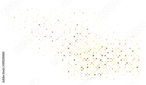 Scattered golden squares and dots on transparent background for celebration or party