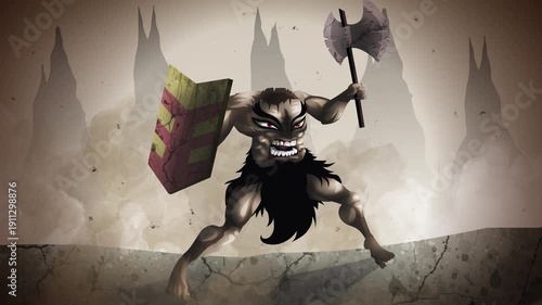 chinese mythology headless warrior with shield and axe