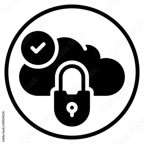 cloud secure glyph icon
