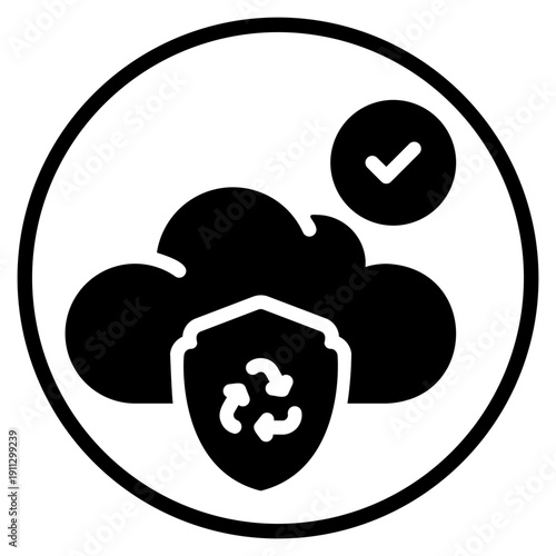 cloud secure glyph icon